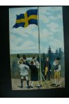 Švédsko - Vlajka - Barevná pohlednice