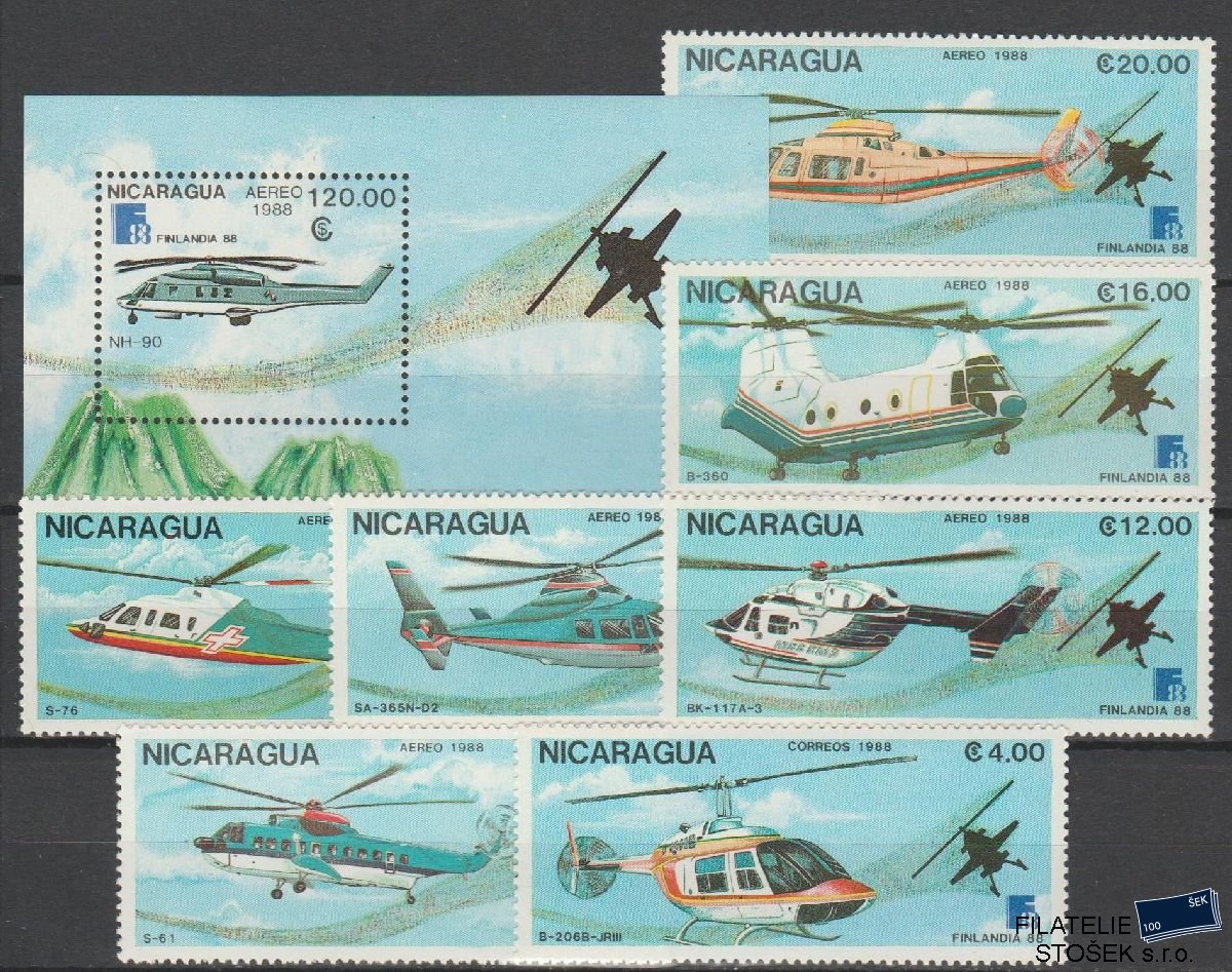 Nicaragua známky Mi 2879-85 + Bl 180