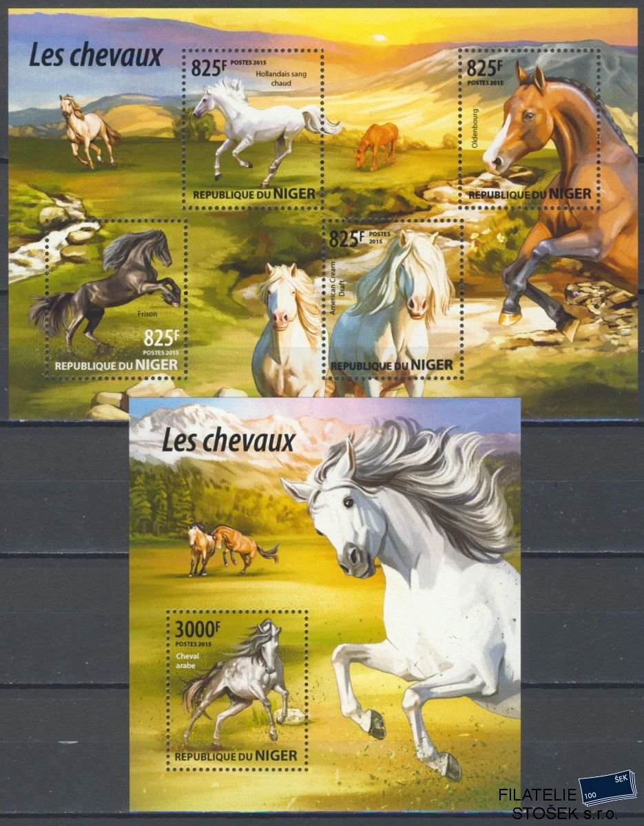 Niger známky Mi 3480-3+Bl.440 Koně