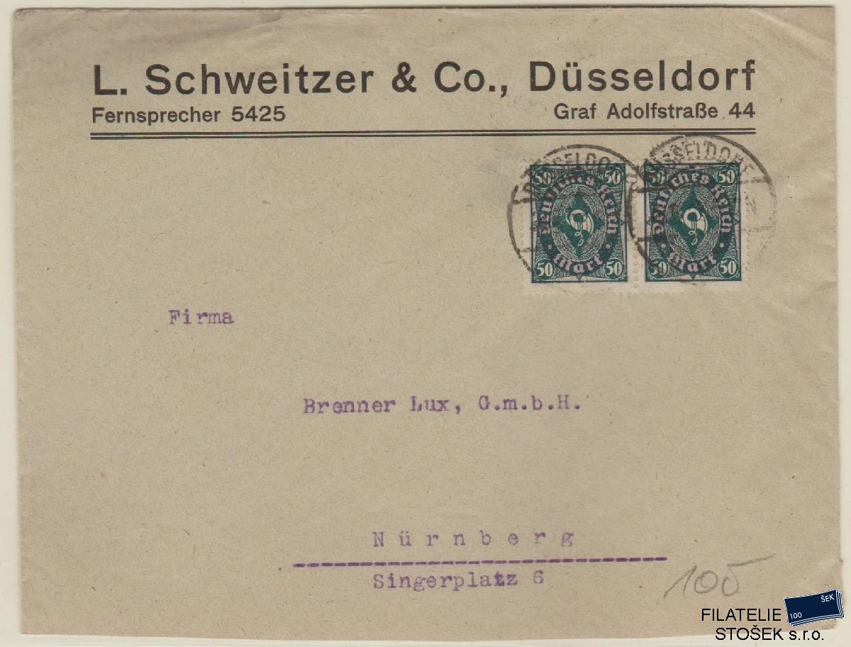 Deutsches Reich celistvost - Düseldorf - Nürnberg