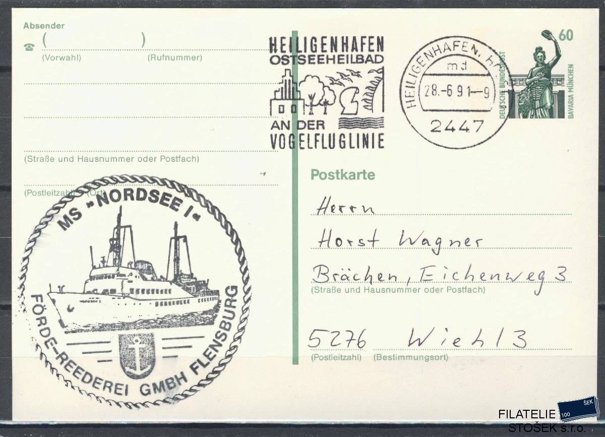 Lodní pošta celistvosti - Deutsche Schifpost - MS Nordsee
