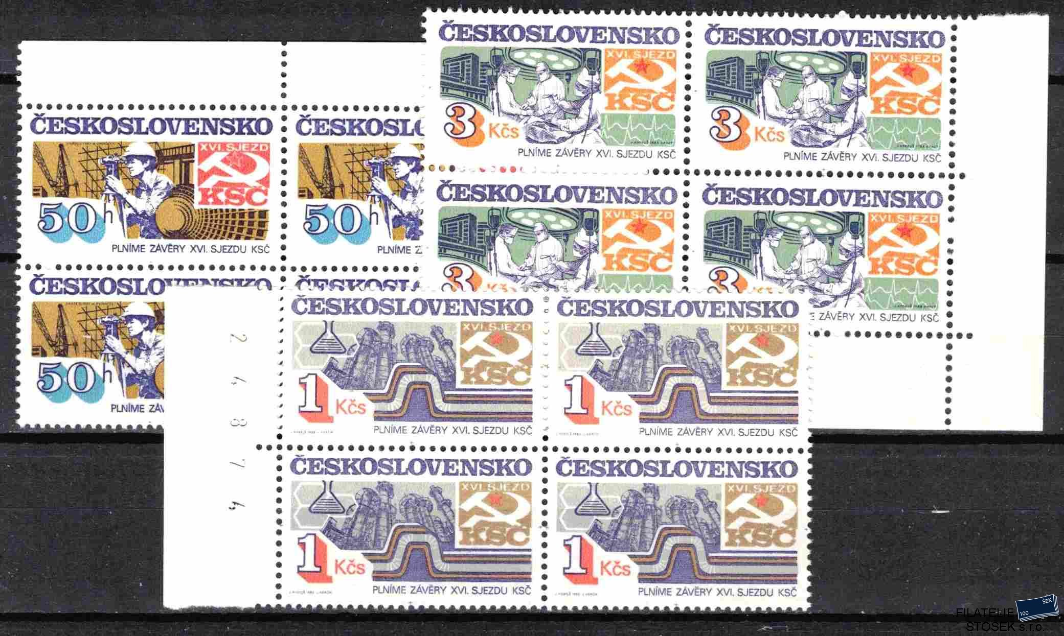 ČSSR známky 2608-10 Čtyřbloky krajové
