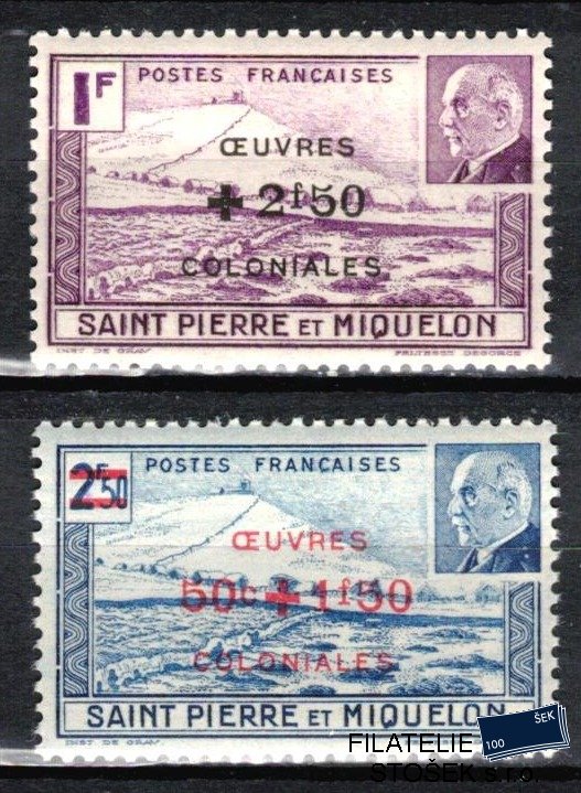 S.P.M. známky 1944 Pétain surchargés