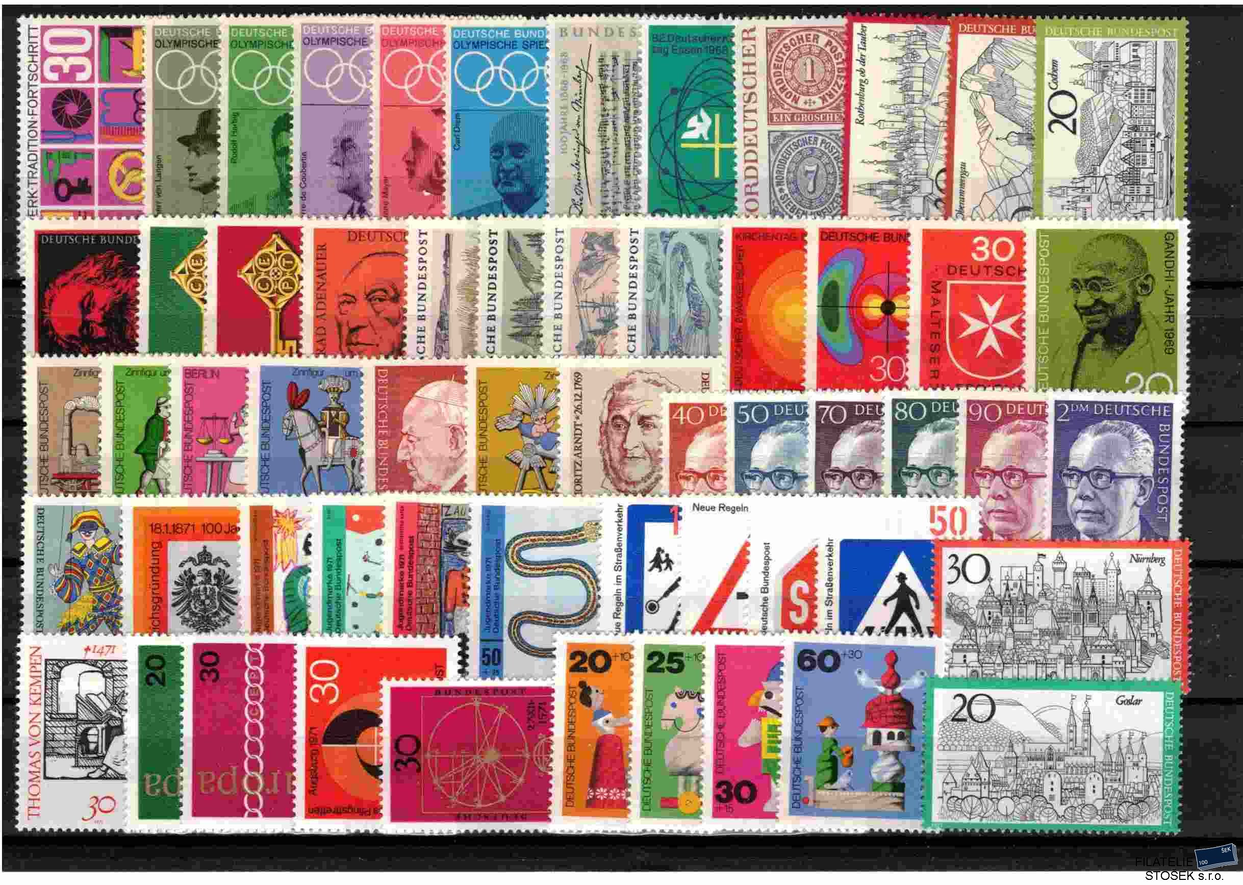 Německo - Bundes známky - sestava známek na kartičce A 5