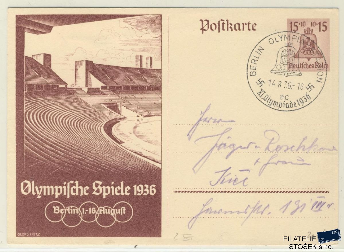 Deutsches Reich celistvosti - Postkarte Olympische Spiele