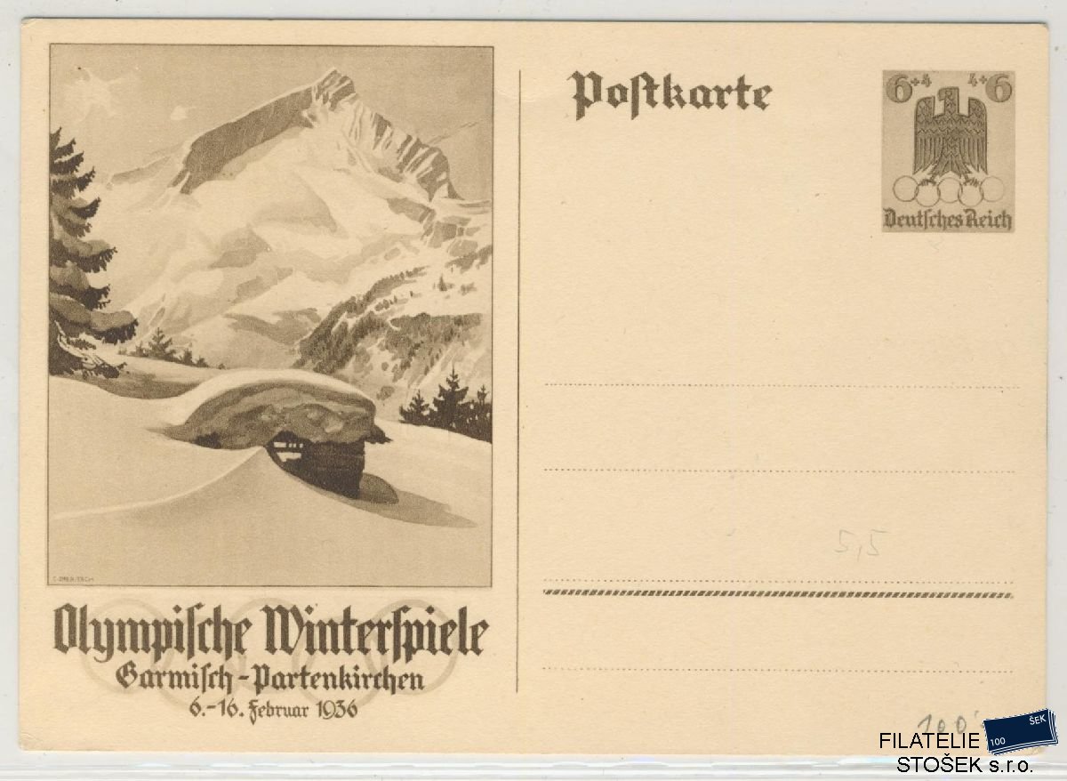 Deutsches Reich celistvosti - Postkarte Olympische Winterspiele
