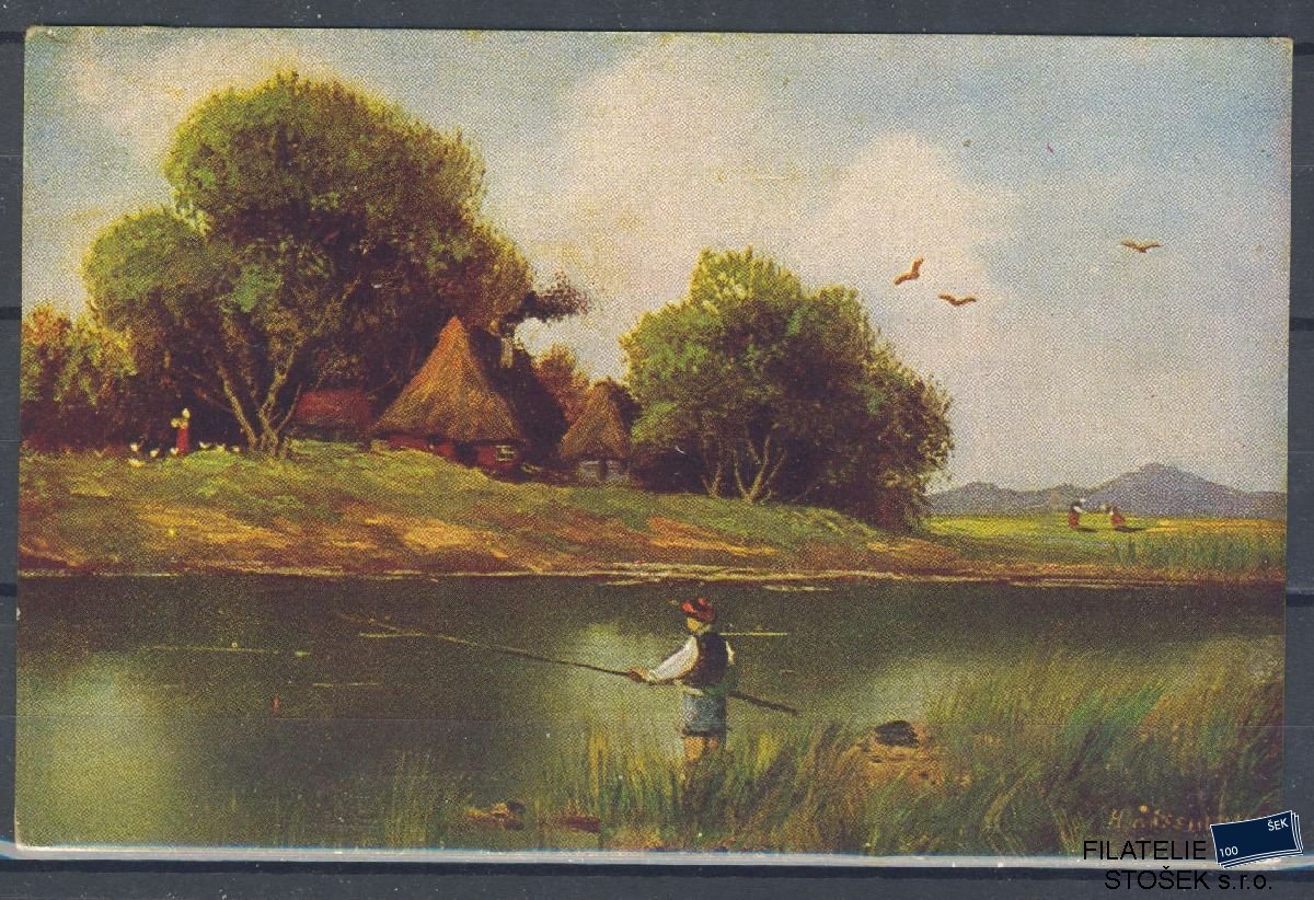 Námětová Pohlednice - Chlapec u řeky