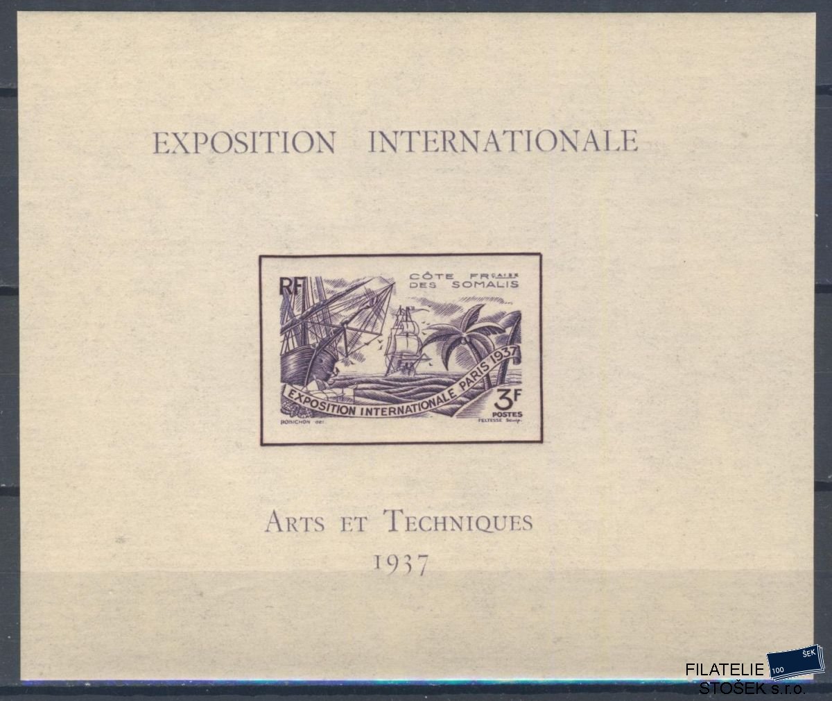 Cote des Somalis známky 1937 Exposition internationale de Paris-BF