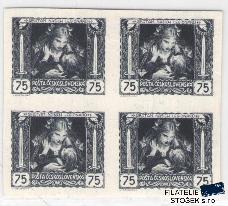 ČSR I známky 30 Zt - Černotisk - Křídový papír - Na zadní straně slepotisk 18 - 4 Blok