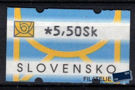 Slovensko známky AT I hodnota 5,50 Sk DV posun žluté spodní kresby nahoru