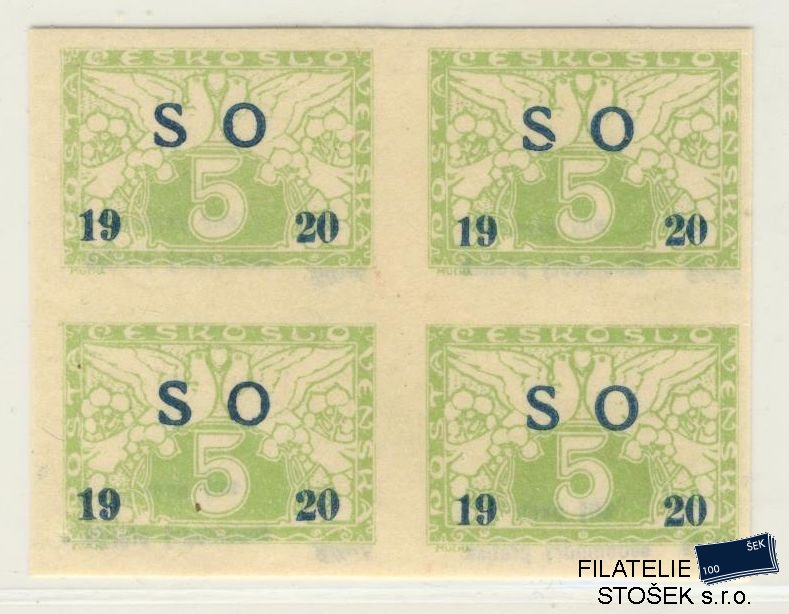 ČSR I známky SO 27 Bílý papír - 4 Blok - Reparovaný lep