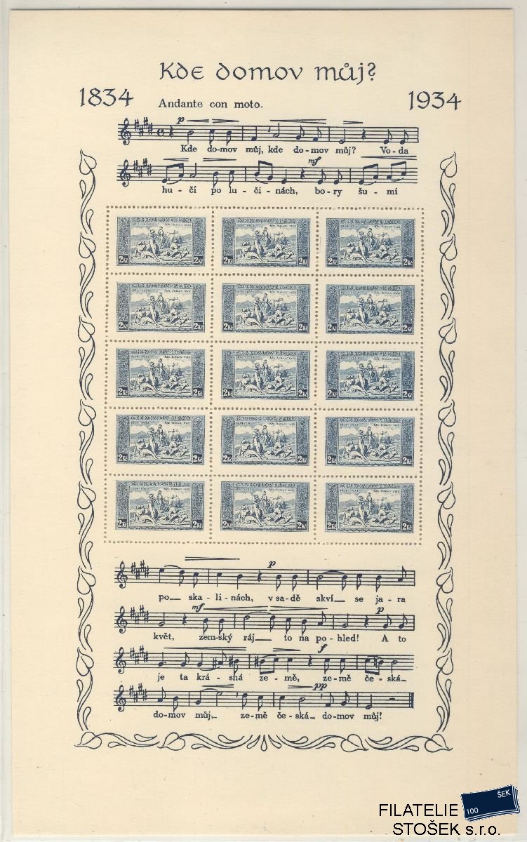 ČSR I známky 284 Aršík - 174 x 284 mm