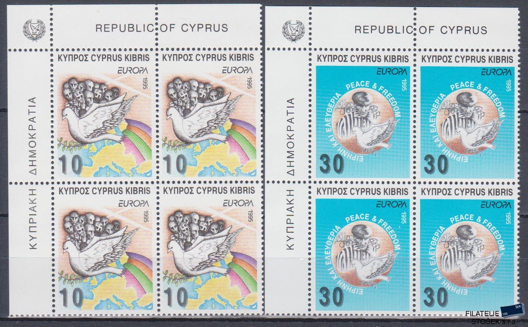 Kypr známky Mi 854-55 4 Blok Rohový