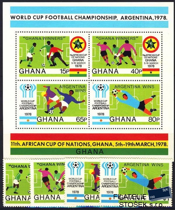 Ghana známky Mi 771-4+Bl.78