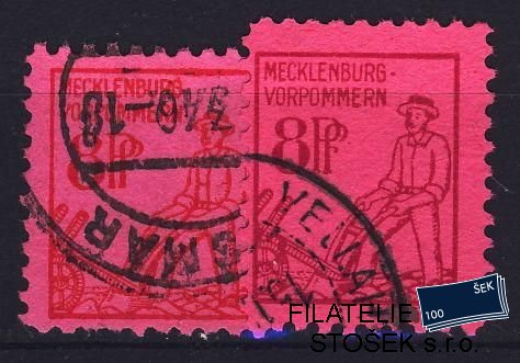 Sovětská Zóna-Mecklenburg-Vorpommern - známky Mi 11 x+y
