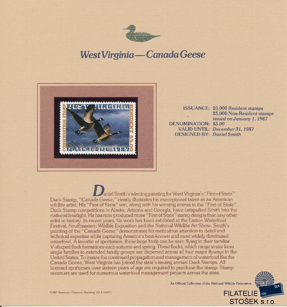 USA známky West Virginia - Canada Geese