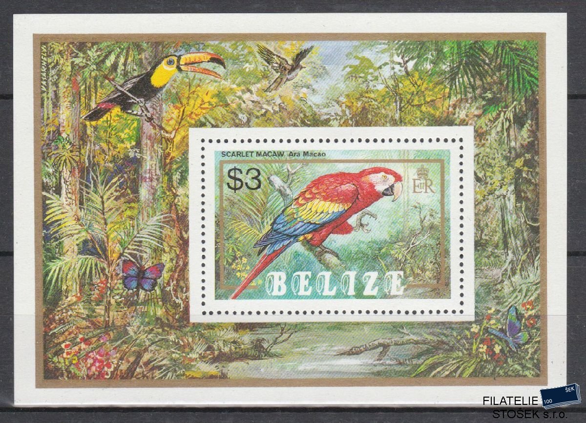Belize známky Mi Blok 66 - Ptáci