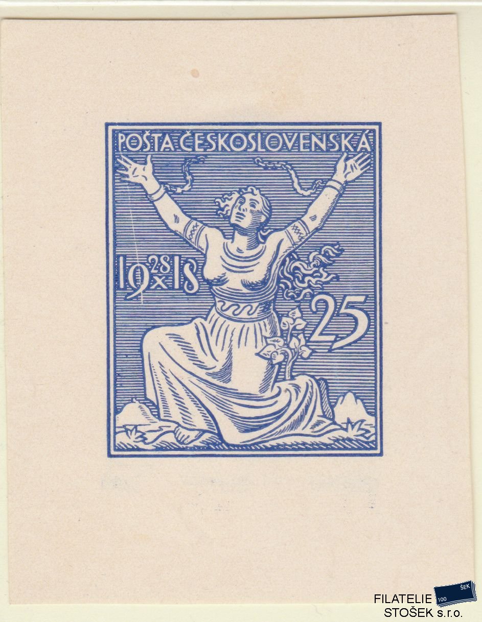 ČSR I známky Zt 25H  - 45,5 x 55 Modrý - Prasklá deska