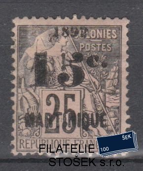 Martinique známky Yv 17c - DV číslice 5 + Přetisk na poškozené známce