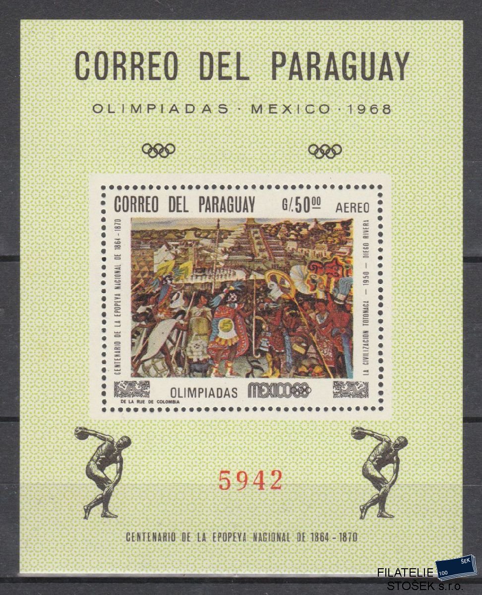 Paraguay známky Mi Blok 107 - Olympijské hry