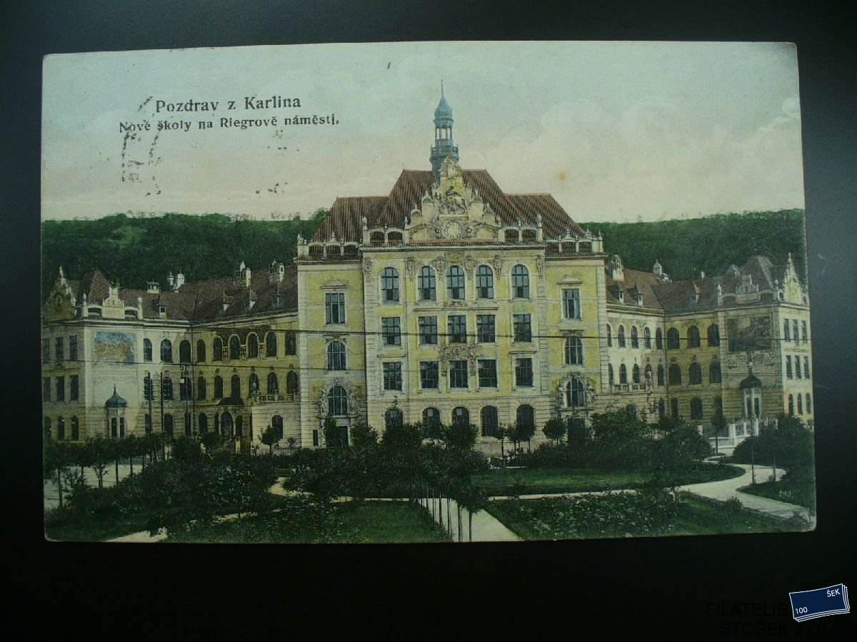 Pohlednice - Praha - Karlín - Škola