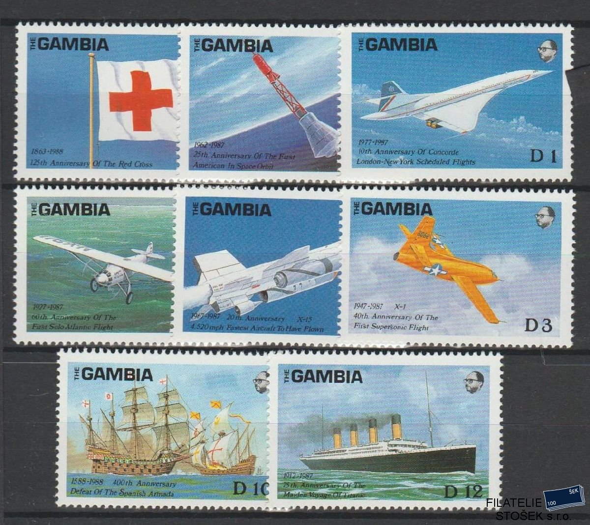 Gambia známky Mi 763-70 - Letadla, Lodě
