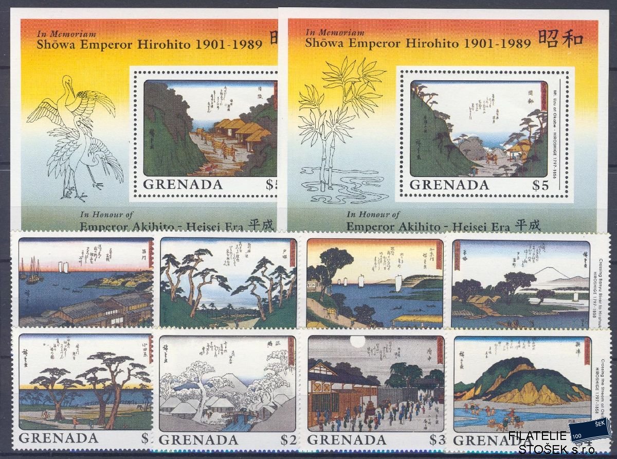 Grenada známky Mi 1975-82 + Bl 220-21 - Umění