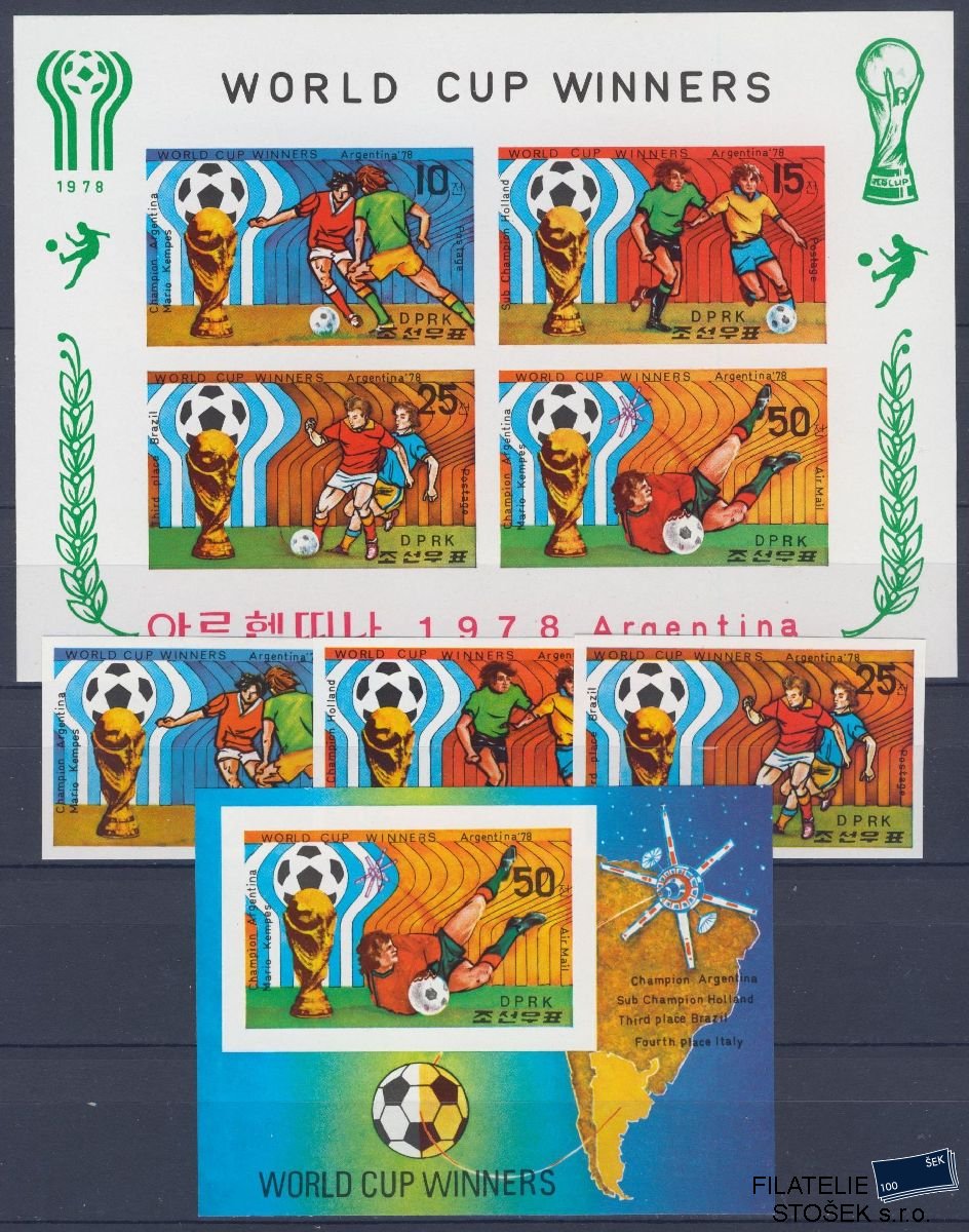 Itálie známky Mi 1777-79 + Bl 52 - Fotbal - Stříhané