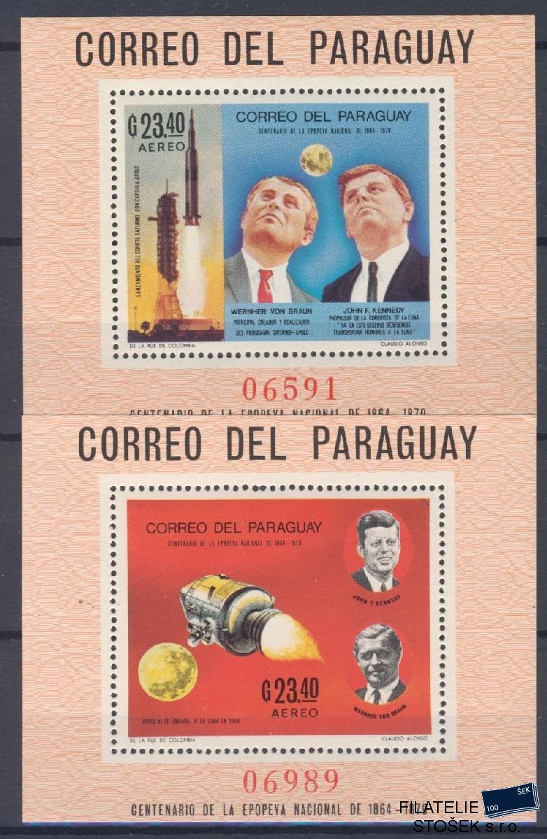 Paraguay známky Mi 1947-8 (Bl 124-25 - Kosmos)