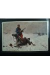 Vojenská pohlednice - Voják s raněným koněm