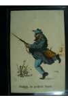 Vojenská pohlednice - Karikatura vojáka