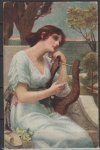 Námětová Pohlednice - Dívka s harfou