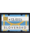Slovensko známky AT I hodnota 13 Sk DV posun žluté a červeé skvrny v barvě