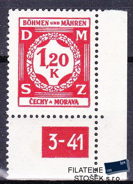 Protektorát známky SL 07 Dč 3-41 P