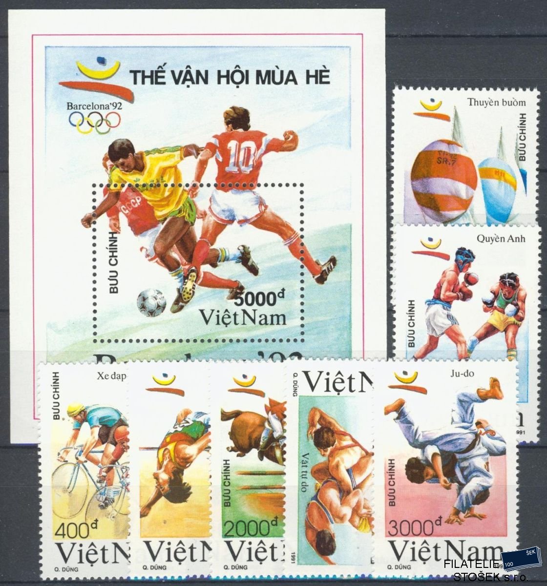 Vietnam známky Mi 2281-7+Bl.86
