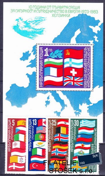 Bulharsko známky Mi 3138-41+Bl.129