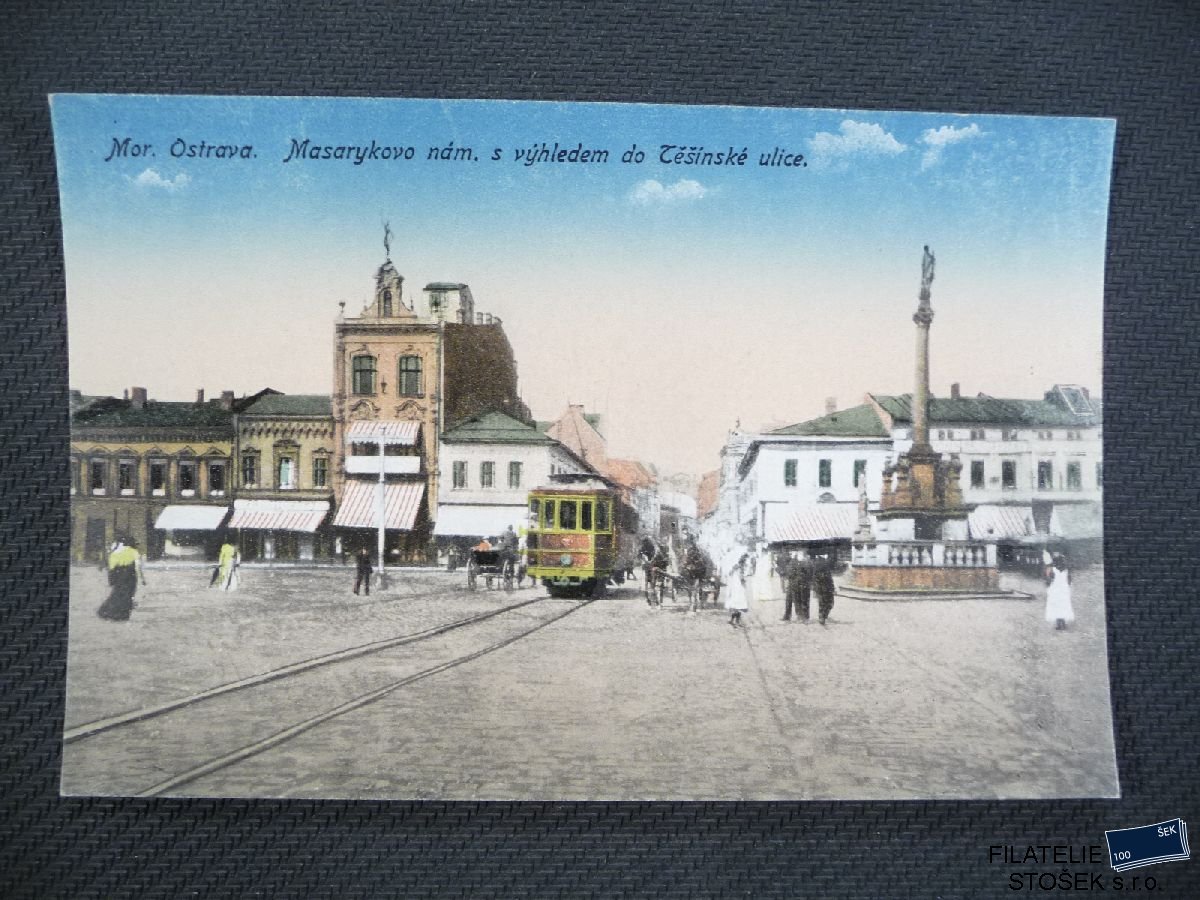 Pohlednice - Moravská Ostrava - Masarykovo nám. výhled do Těšínské ulice