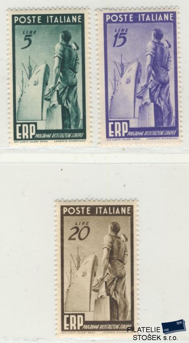 Itálie známky Mi 774-76 Nahnědlý lep