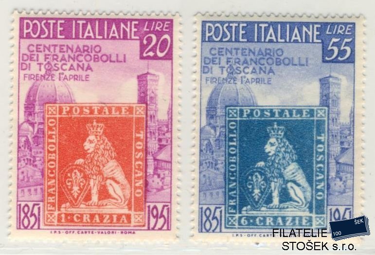 Itálie známky Mi 826-27 Nahnědlý lep