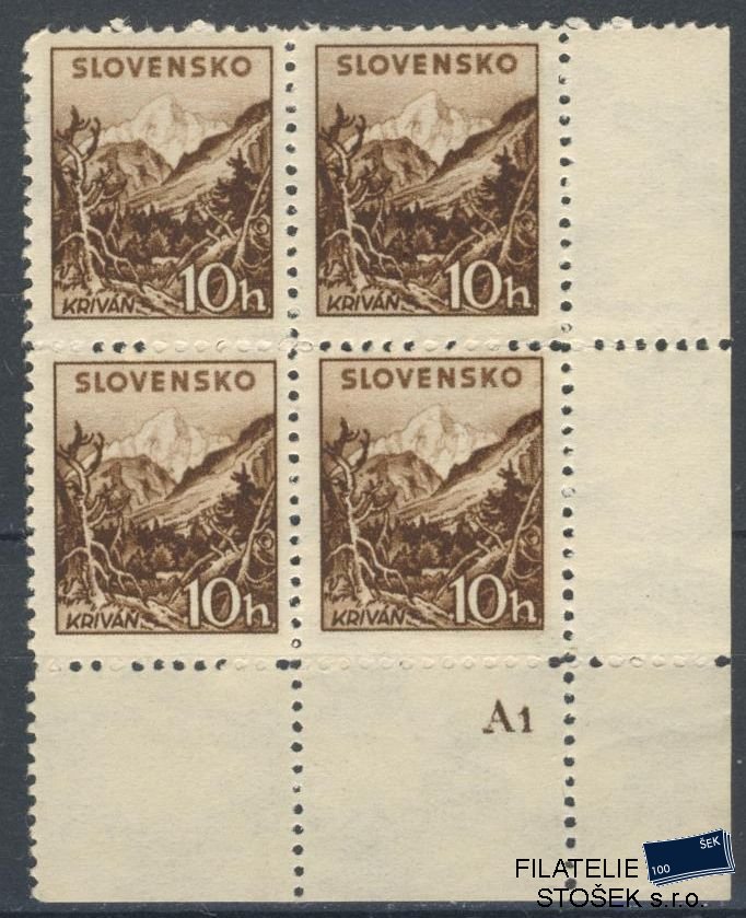Slovenský štát známky 0048 Dč A 1 Čtyřblok