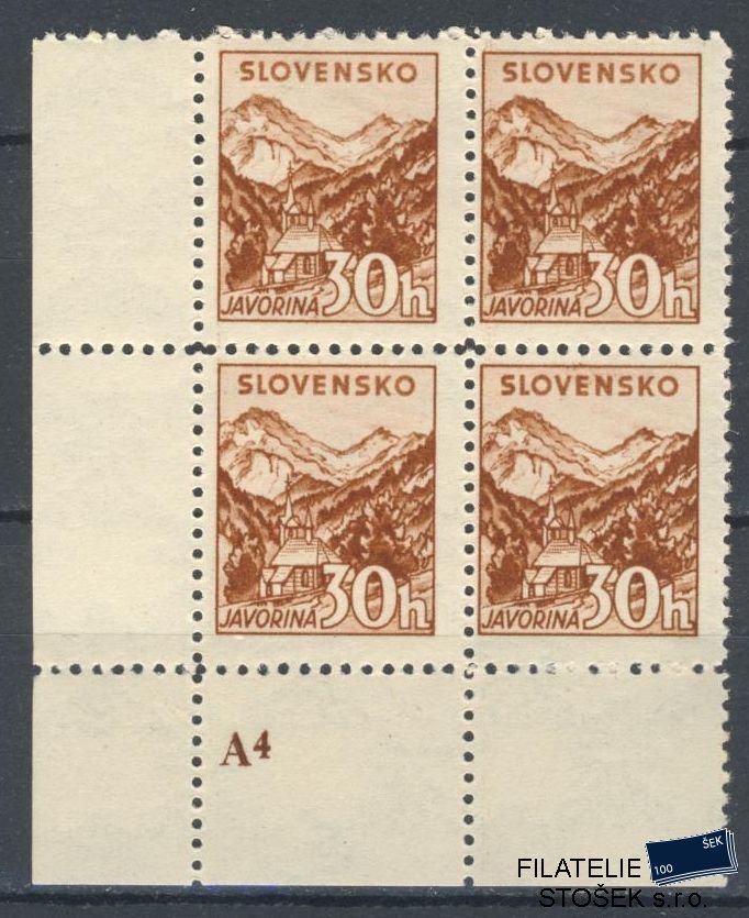 Slovenský štát známky 0051 Dč A 4 Čtyřblok