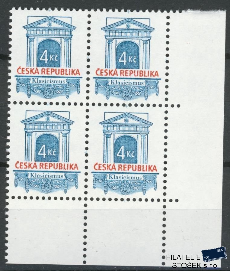 Česká republika známky 118 4 Blok Rohový - Matný lep