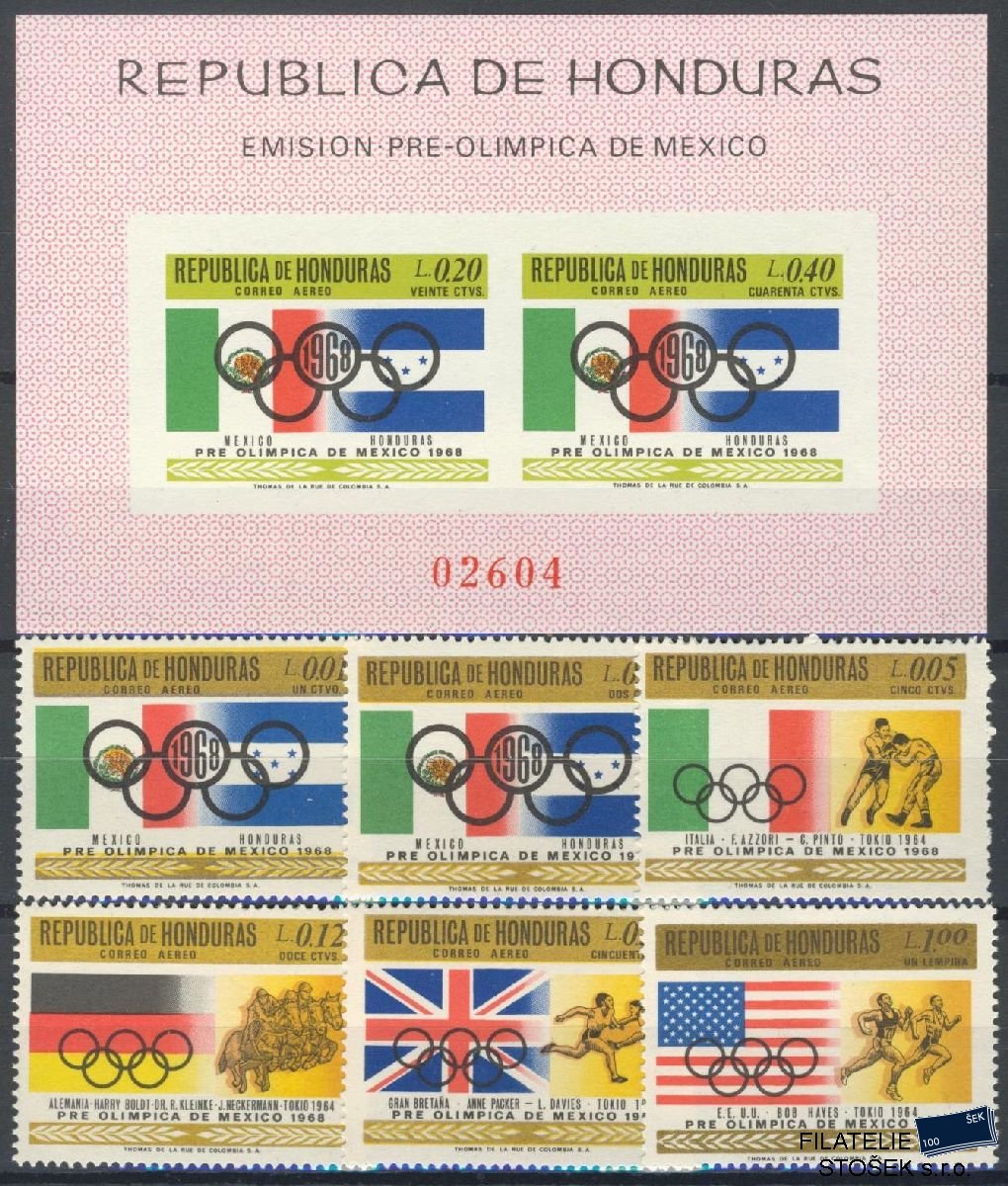 Honduras známky Mi 694-701 + Bl 9