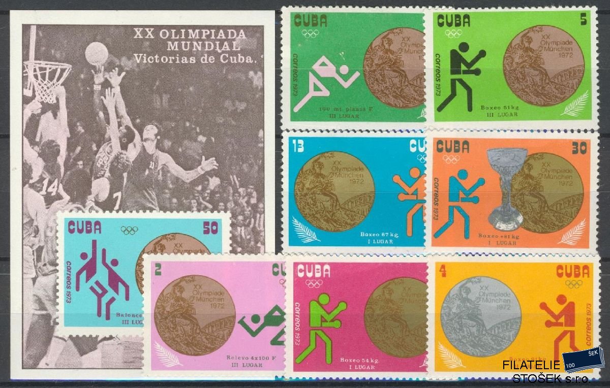 Kuba známky Mi 1839-46 + Bl 40