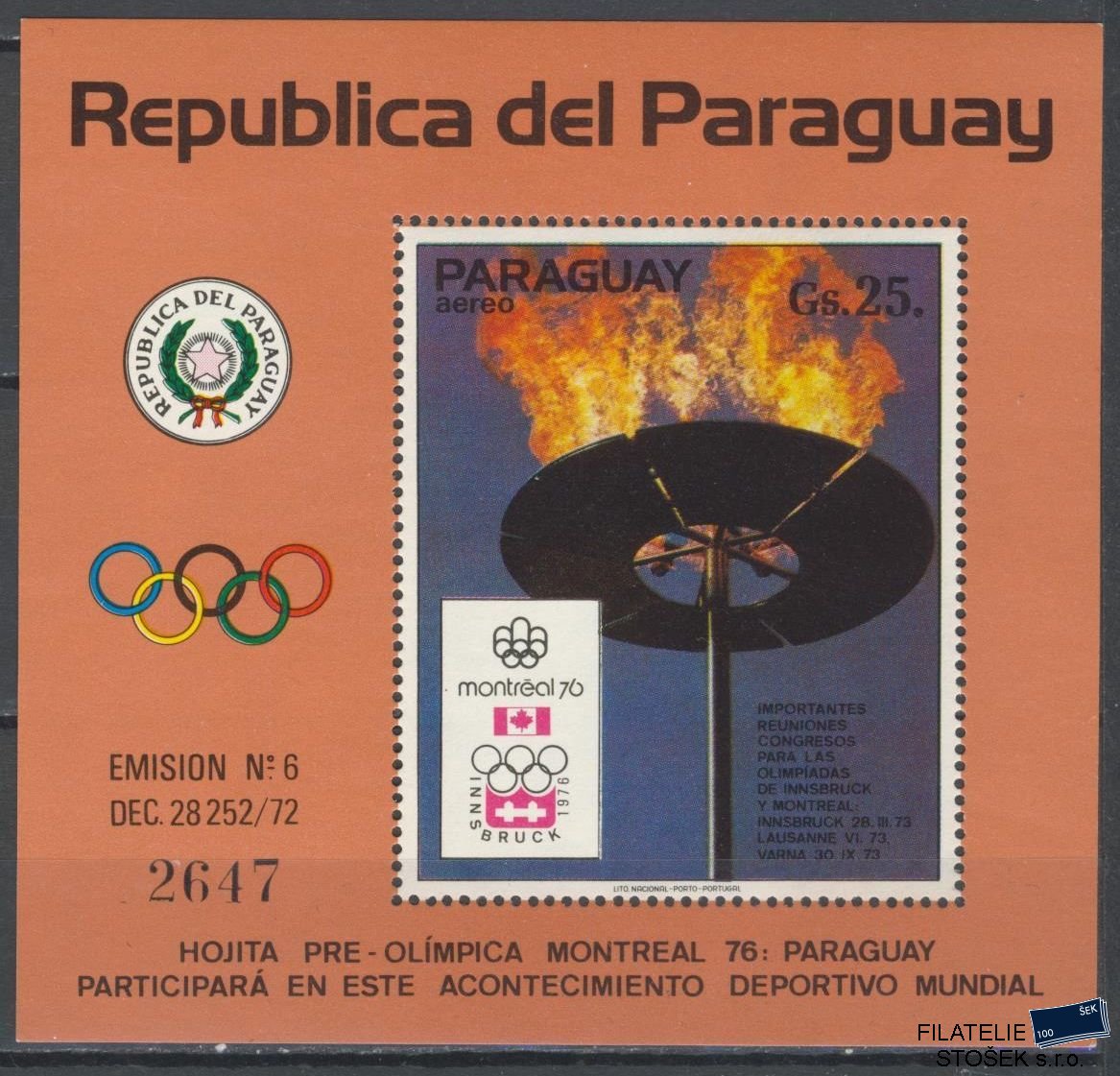 Paraguay známky Mi Blok 221