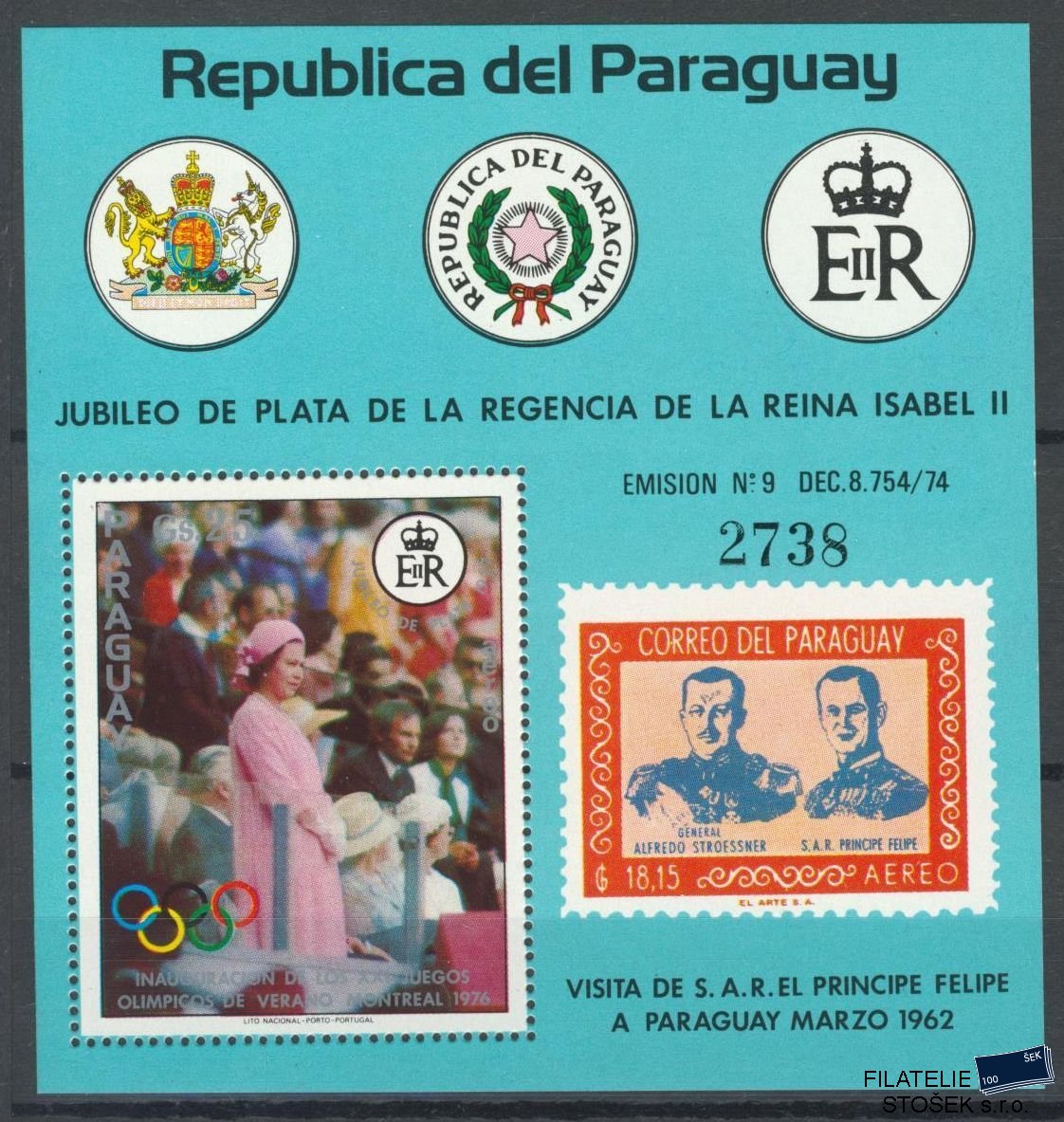 Paraguay známky Mi Blok 303