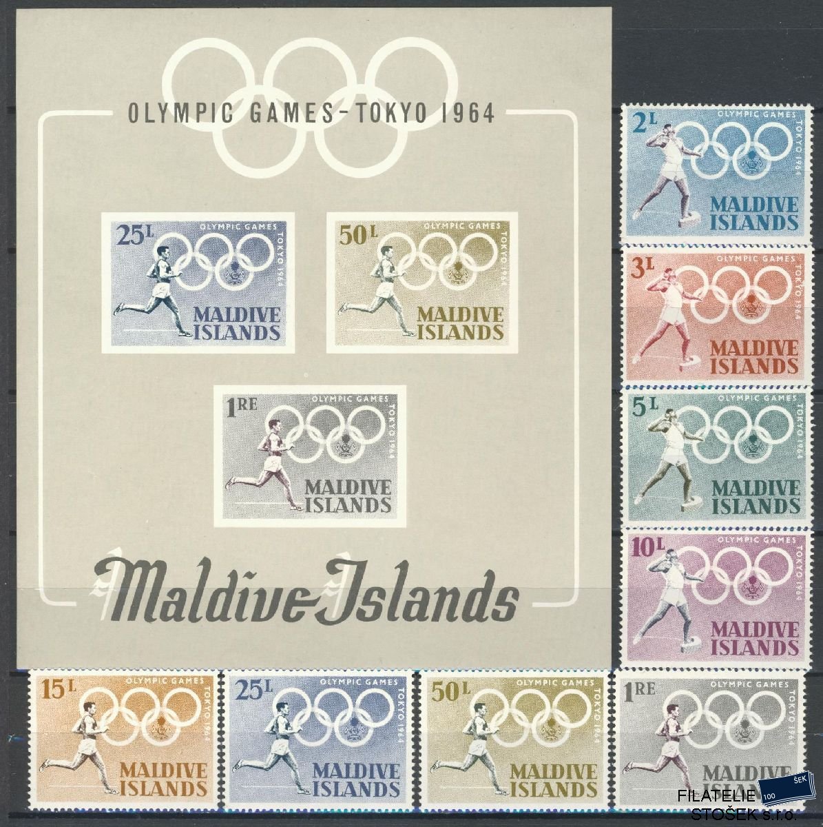 Maledivy známky Mi 139-46 + Bl 2