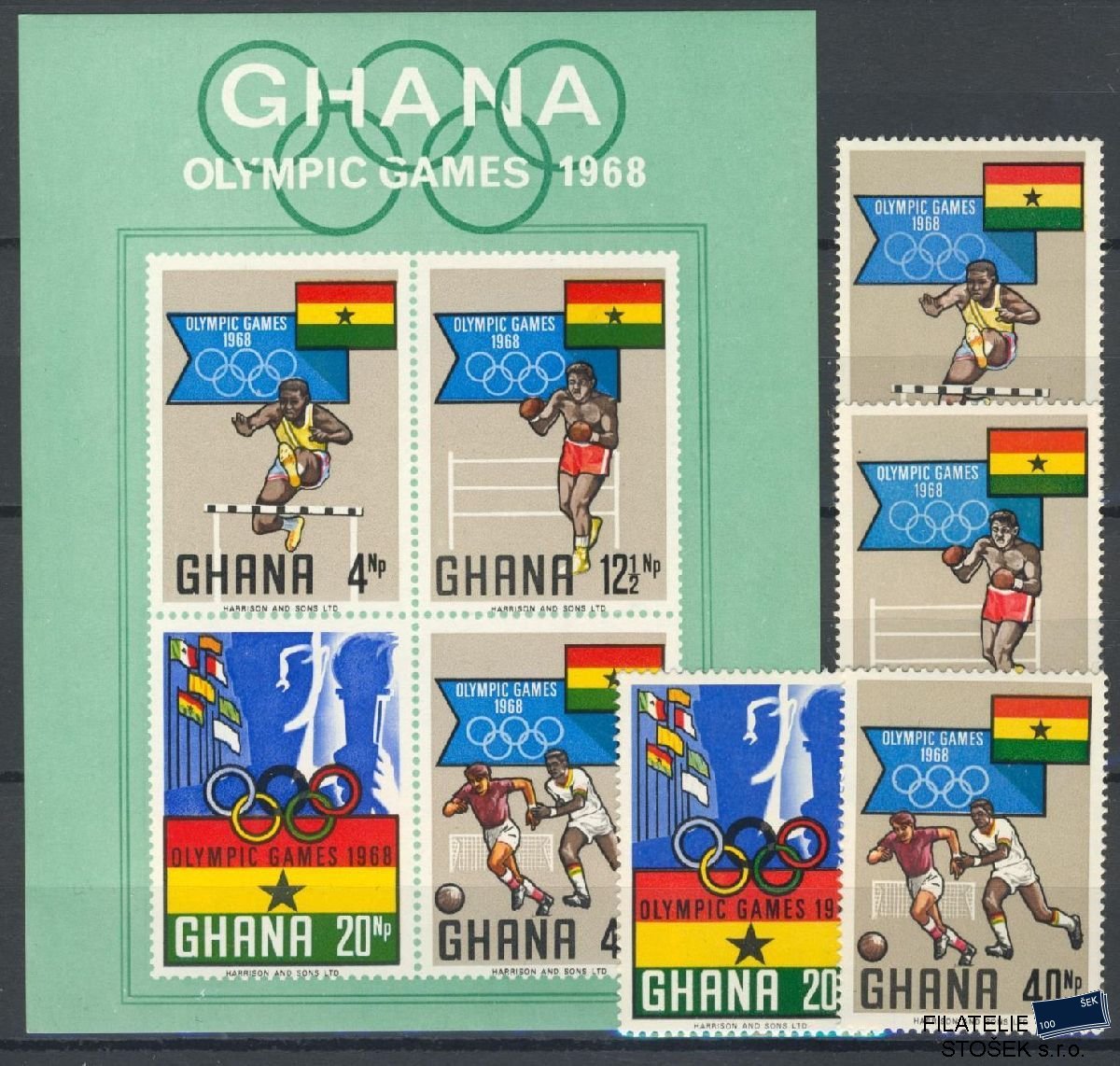 Ghana známky Mi 351-54 a+ Bl 33