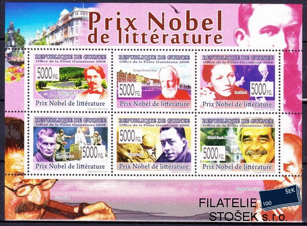 Guinea známky Mi 5949-54 Nositelé Nobelovy ceny za literaturu