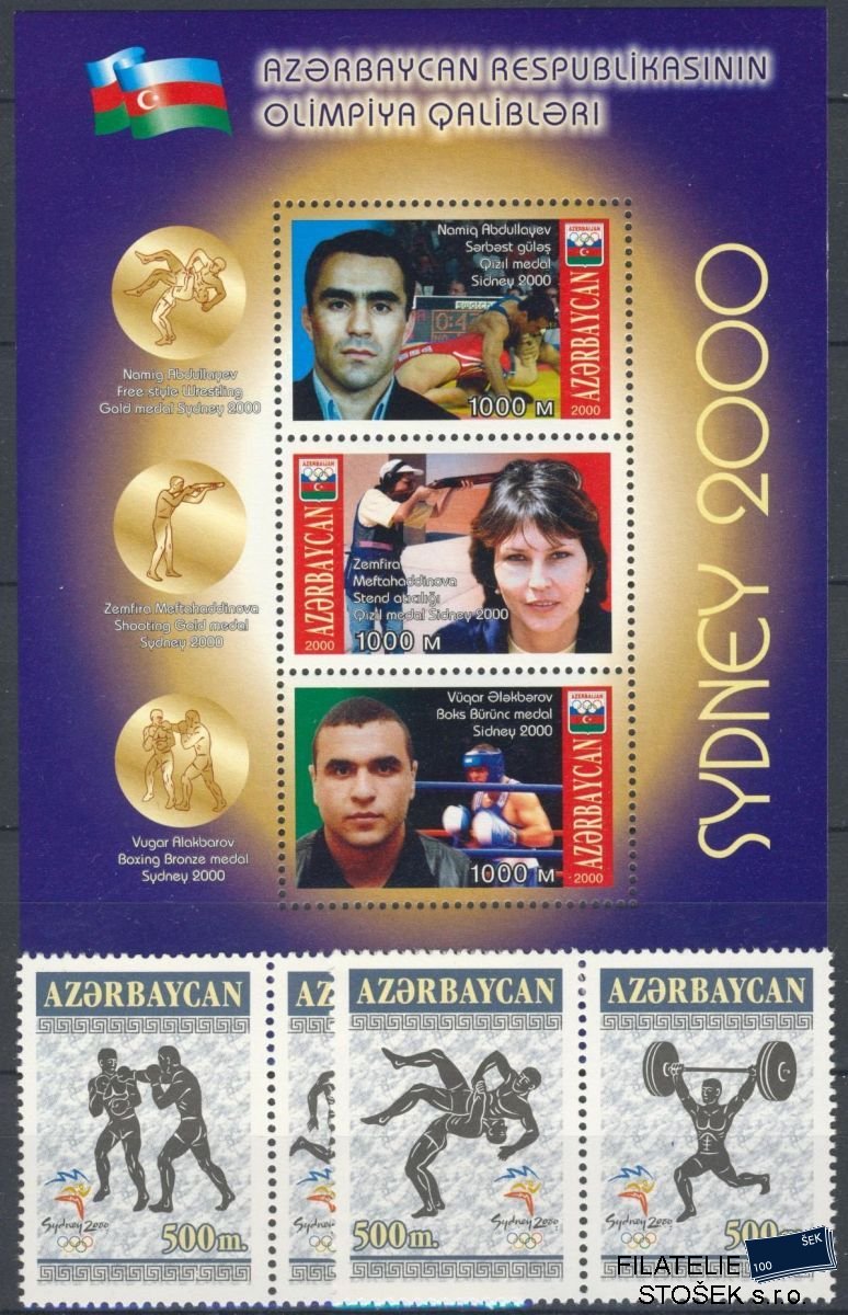 Azerbajdžán známky Mi 0470-3+Bl.